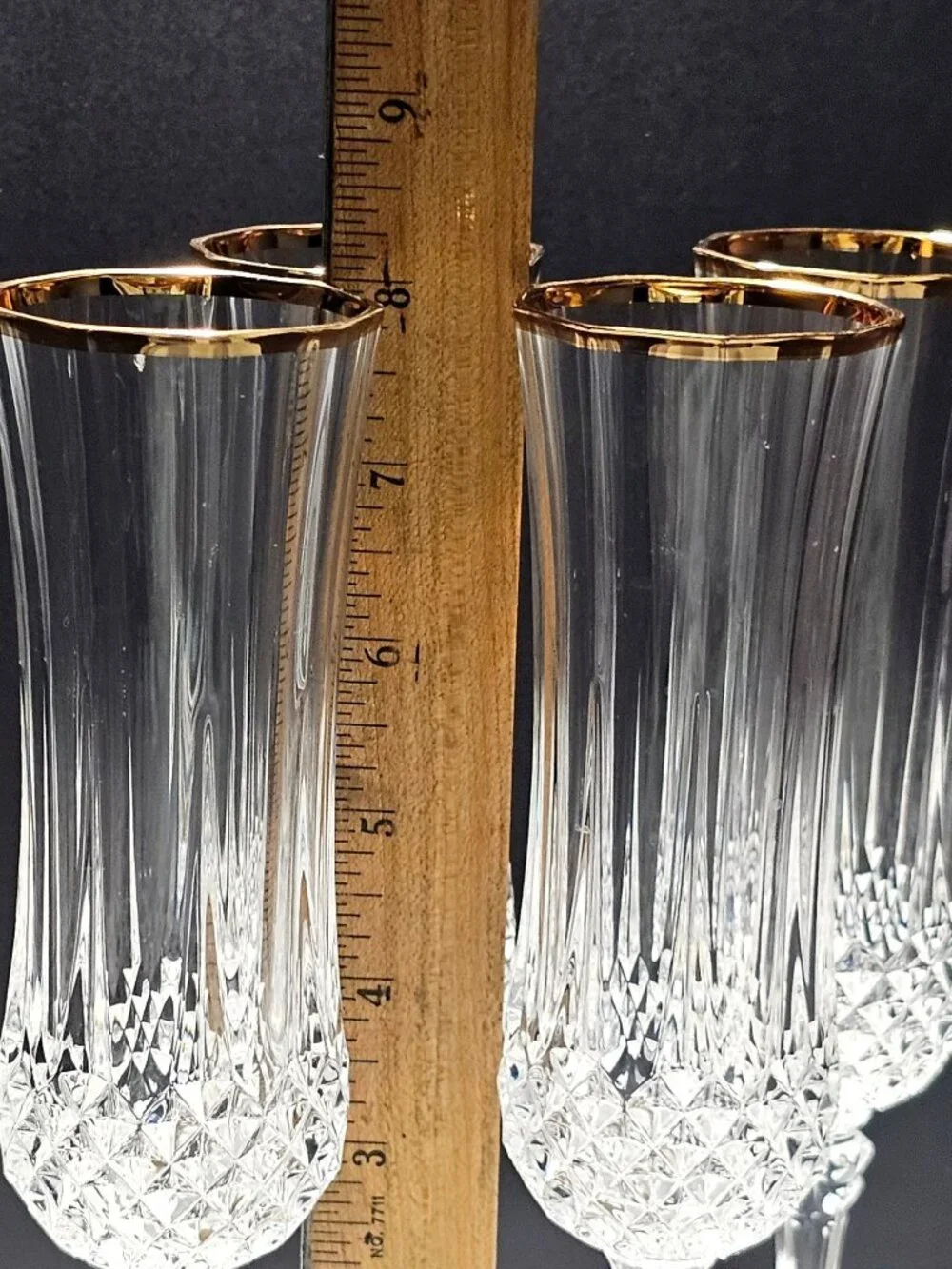 4 Cristal D'Arques Longchamp Champagne Flutes Glasses 8